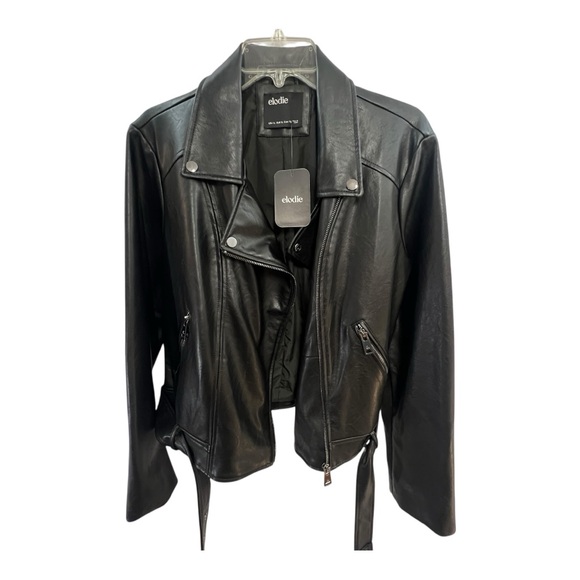 ELODIE Women's Black Faux Leather Jacket SZ XL - Picture 11 of 11